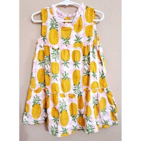 Mud Pie Girl's 4T Sleeveless Pineapple Print Multicolor Ruffles Dress - Picture 1 of 7